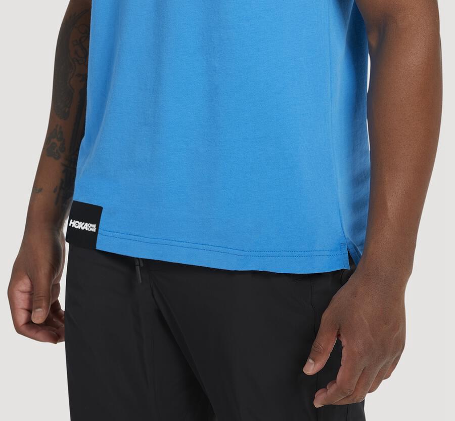 Hoka Australia One One Brand - Mens Tee Blue - MPIOY-1249